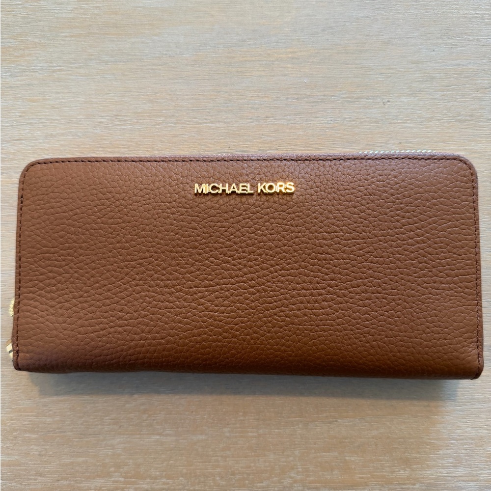 Michael Kors Tan Leather Zip Wallet